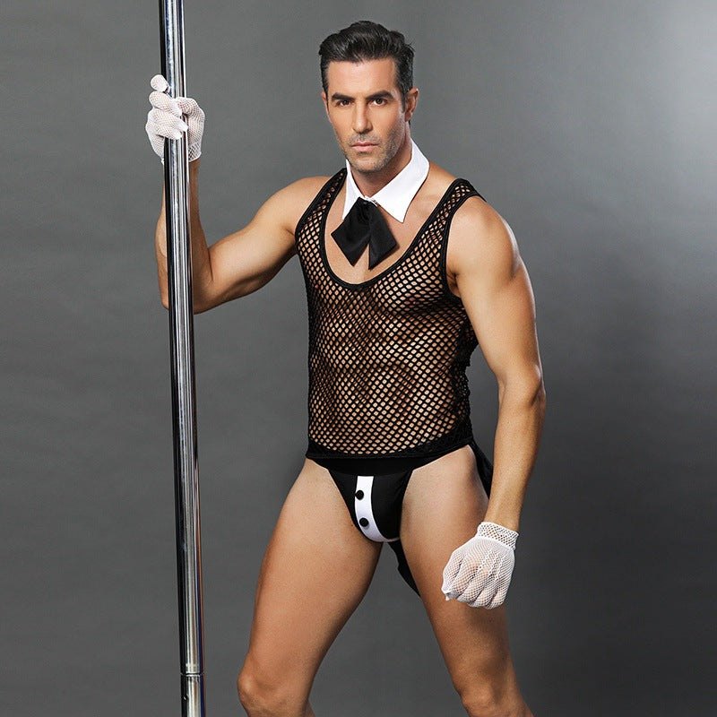 Mens fishnet dancer roleplay uniform set, photo 1