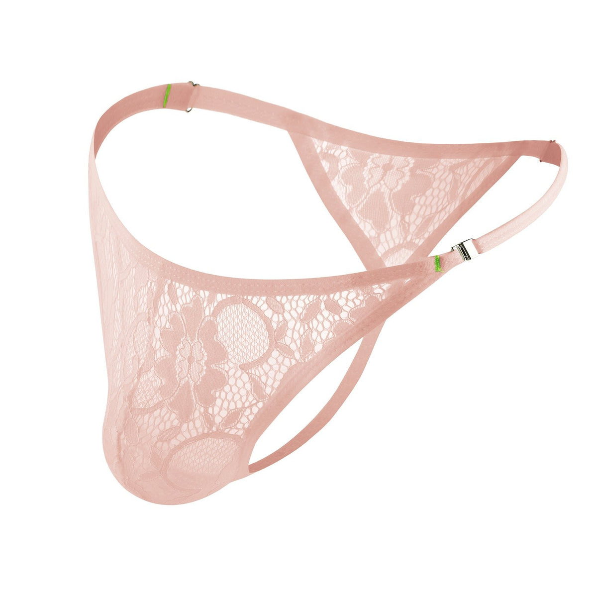 Nude mens side button lace thong