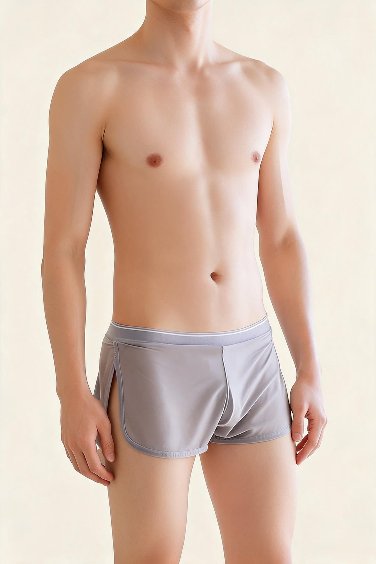 Light Purple mens ice silk quick dry booty shorts