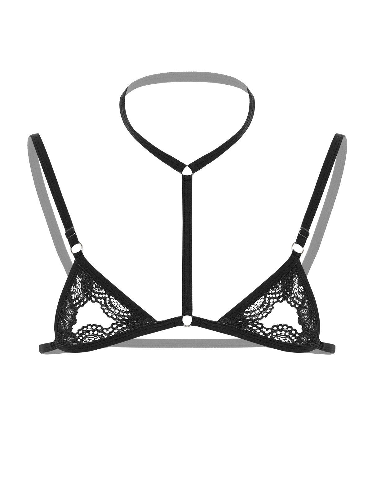 Black mens lace three point bra underwear set