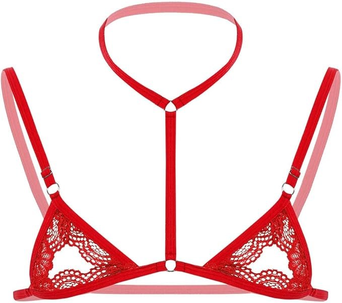 Red mens lace three point bra underwear set