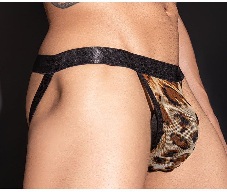 Mens leopard print wide waistband bulge thong, photo 5
