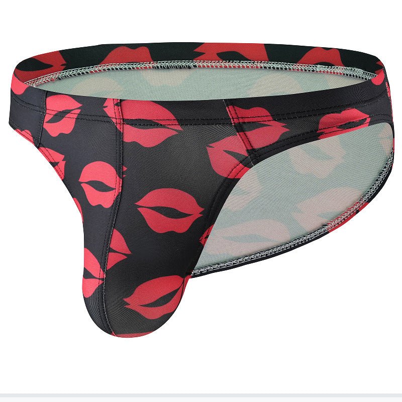 Mens lips print ice silk low rise briefs, photo 4