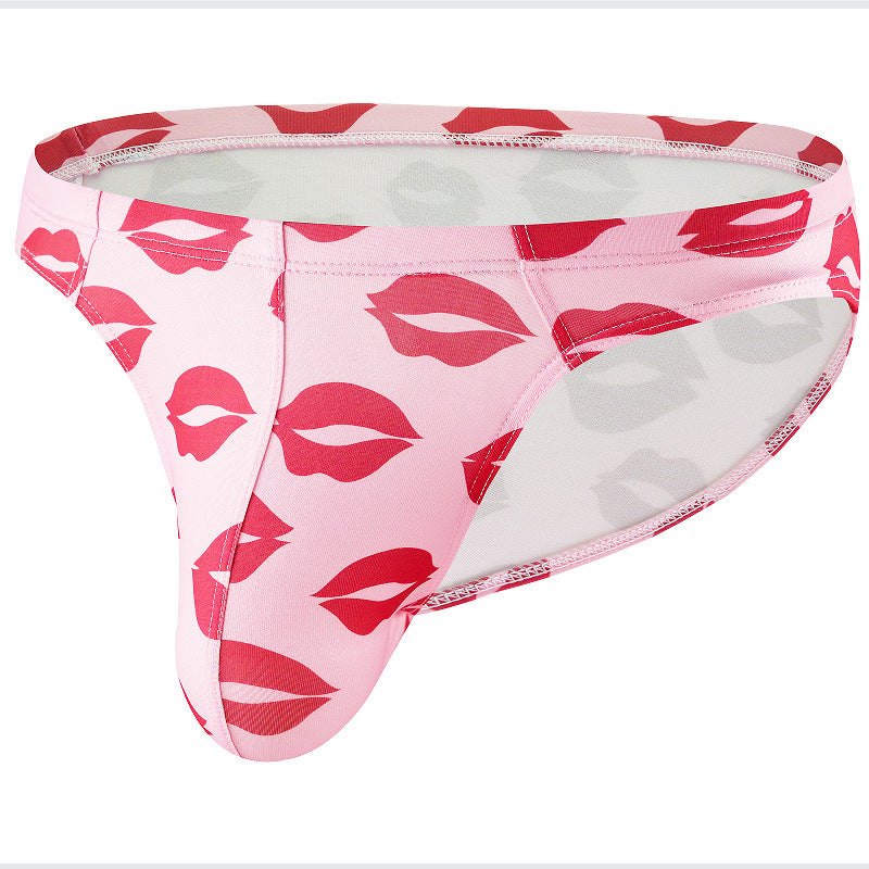 Mens lips print ice silk low rise briefs, photo 5