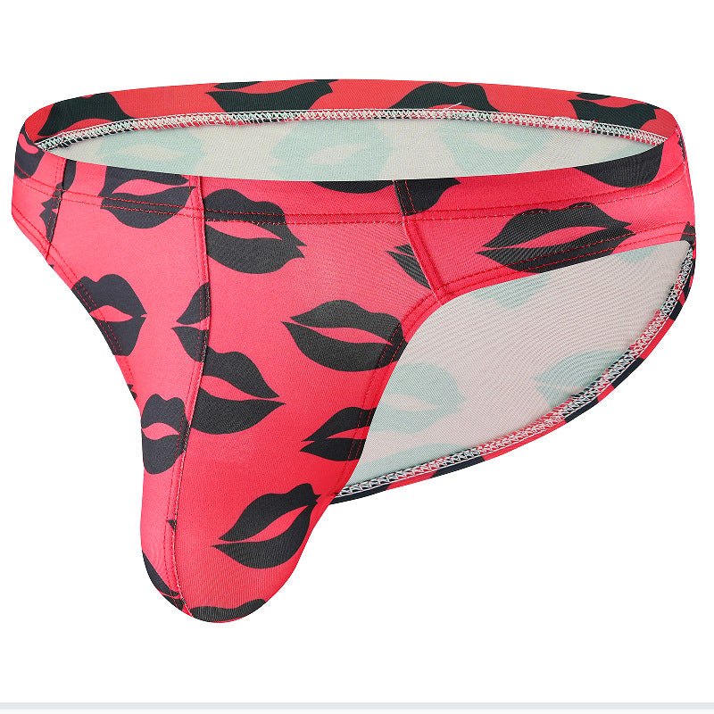 Mens lips print ice silk low rise briefs, photo 6