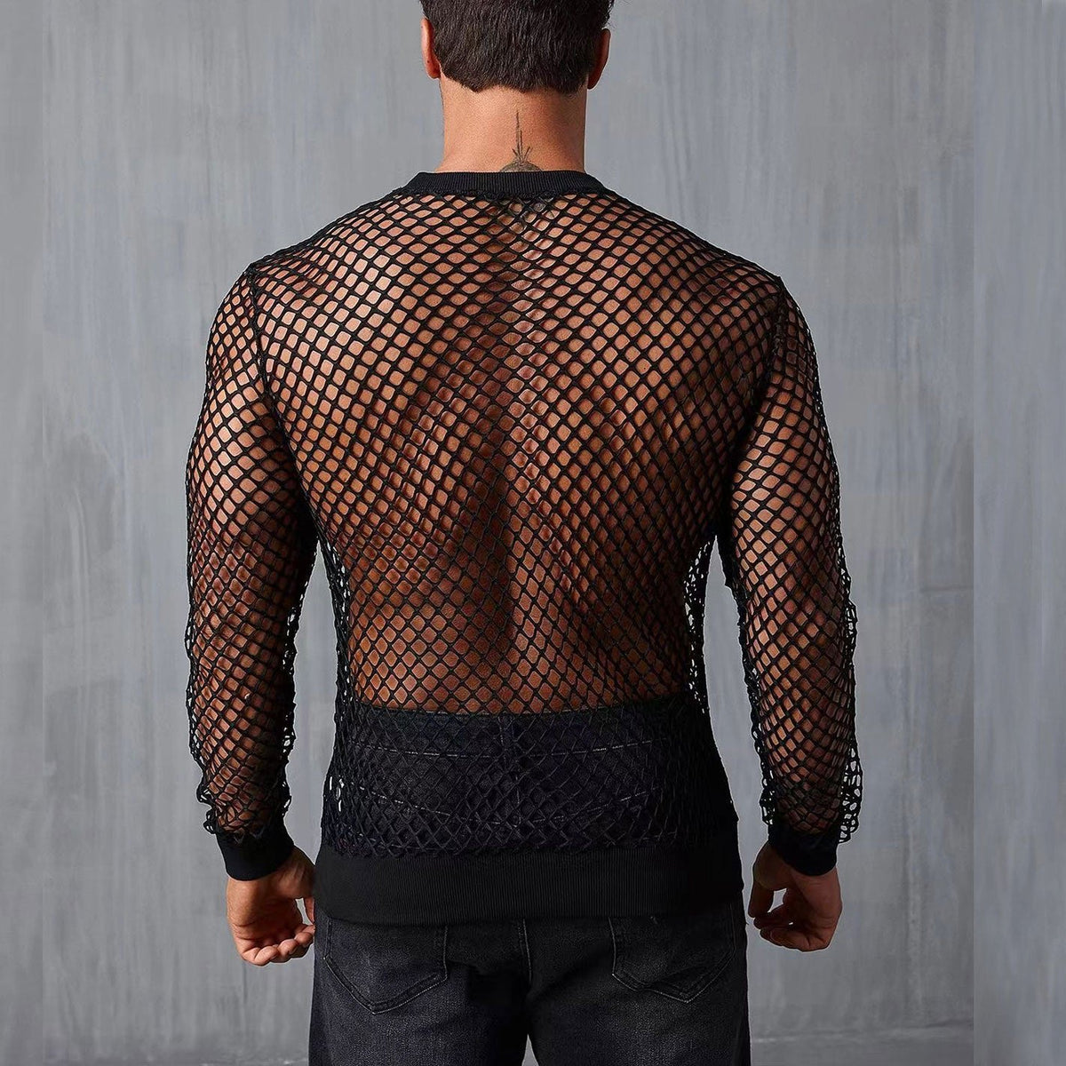 Mens long sleeve fishnet mesh top, photo 4