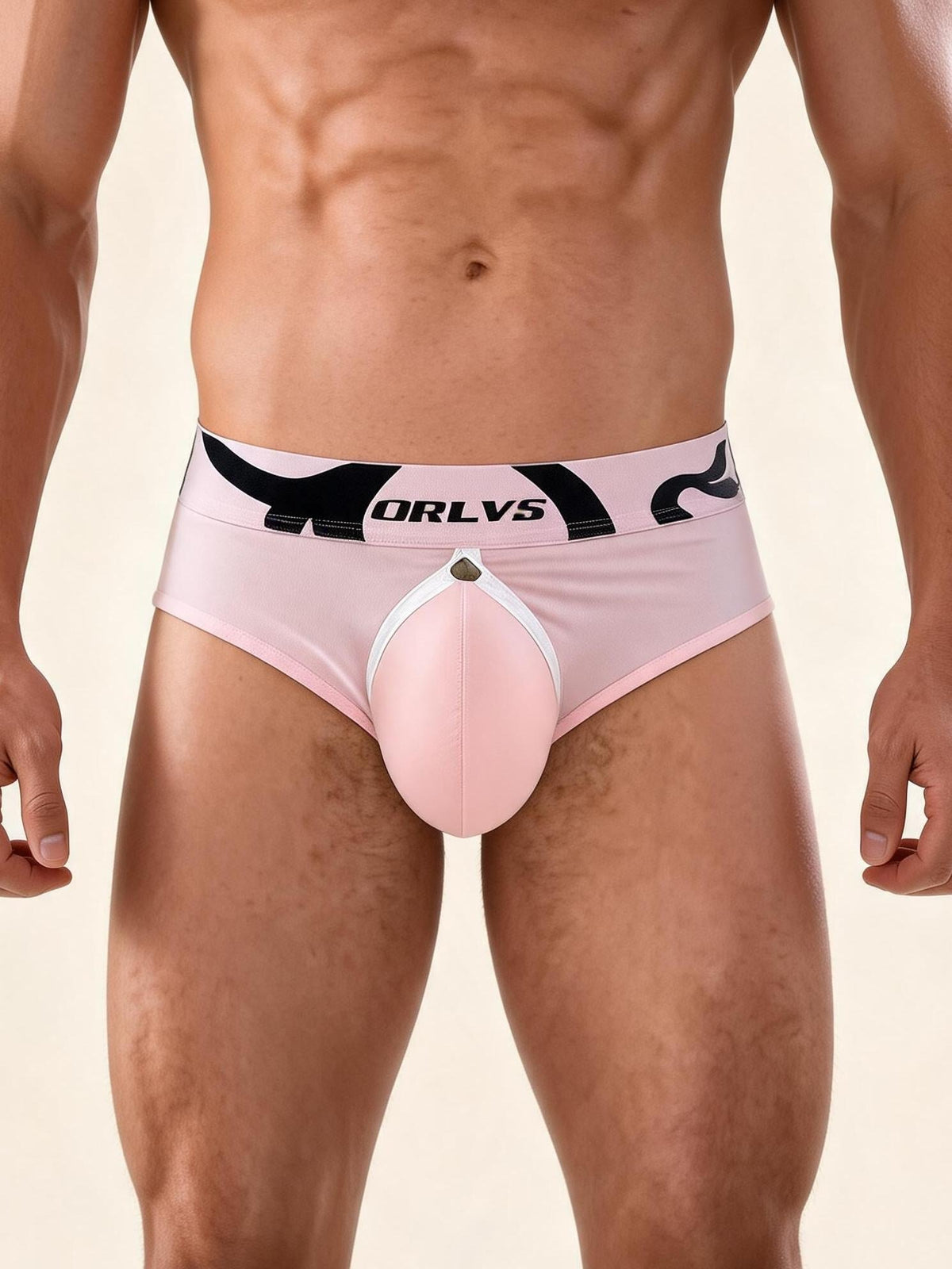 Pink mens low rise pouch briefs thong
