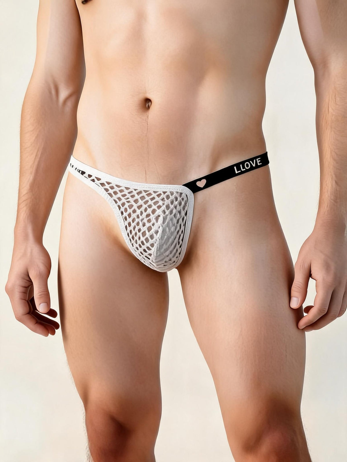 Gray mens neon fishnet mesh low rise thong