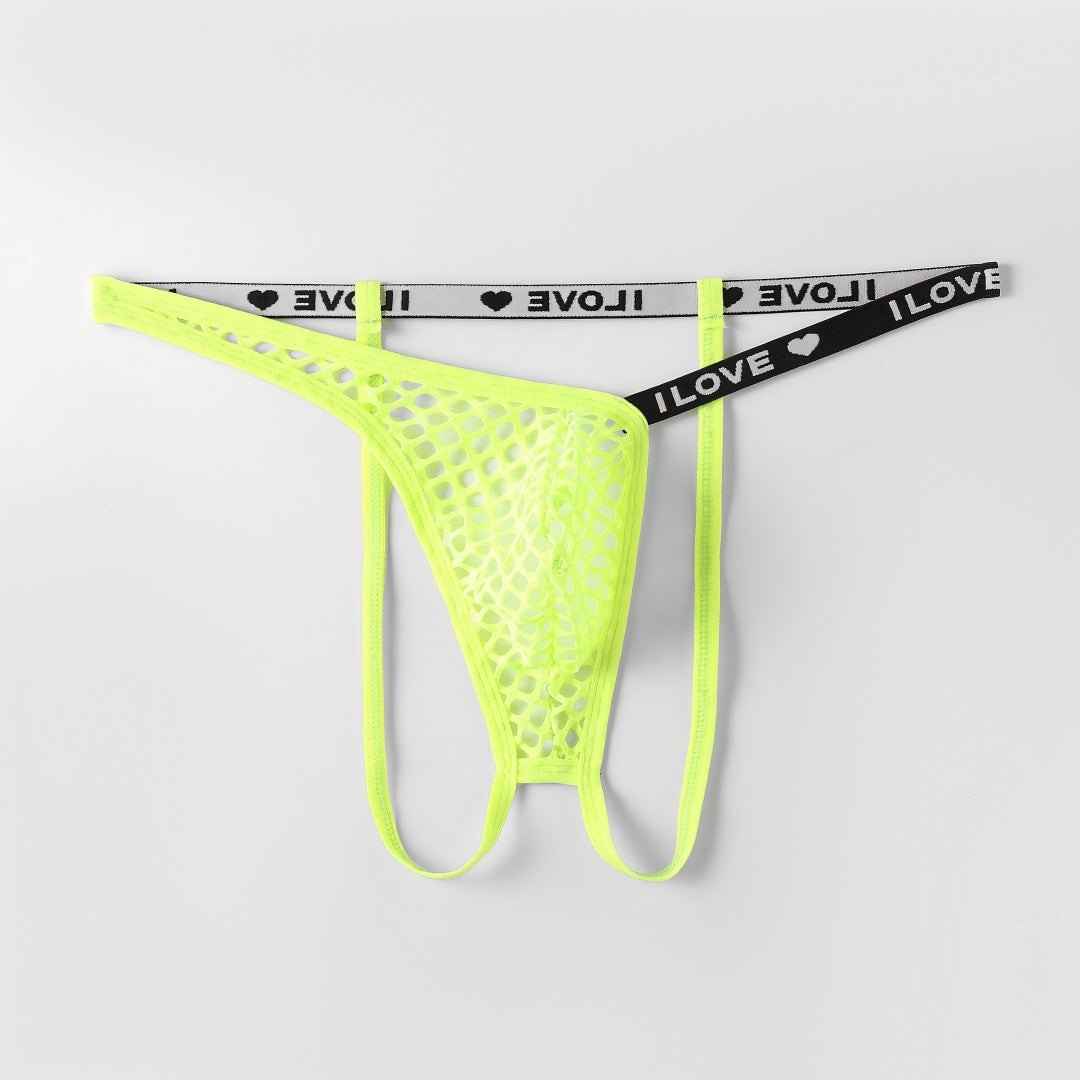 Mens neon fishnet mesh low rise thong, photo 7