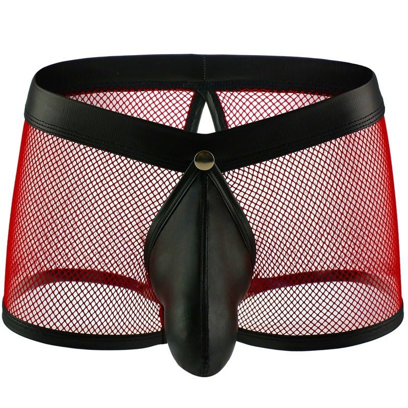 Mens neon mesh pu leather trim boxer briefs, photo 11
