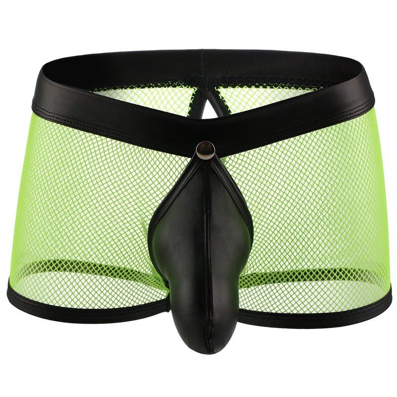 Mens neon mesh pu leather trim boxer briefs, photo 8