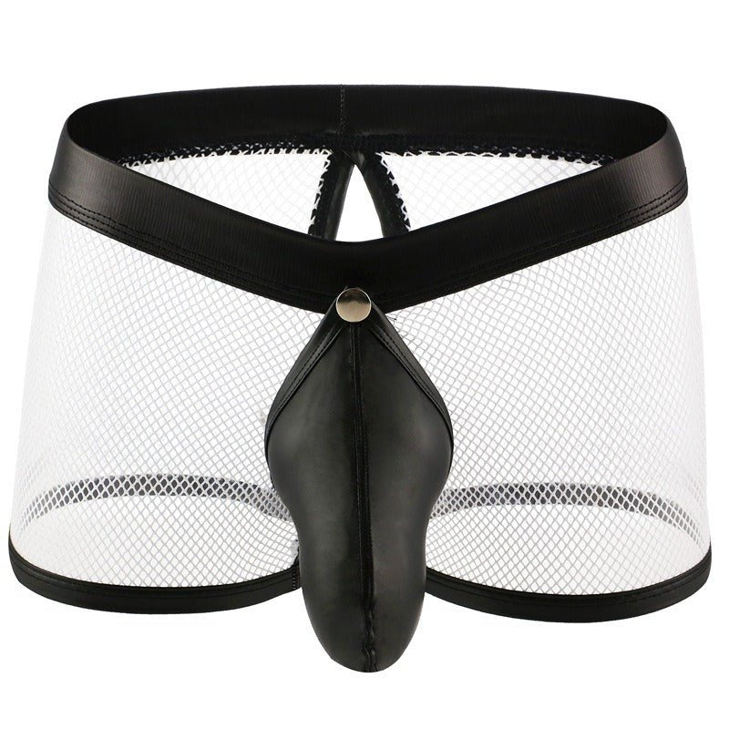 Mens neon mesh pu leather trim boxer briefs, photo 9