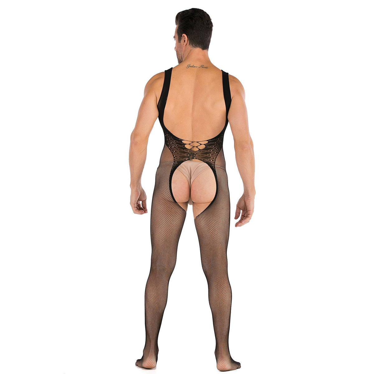 Mens open chest mesh jumpsuit, photo 4