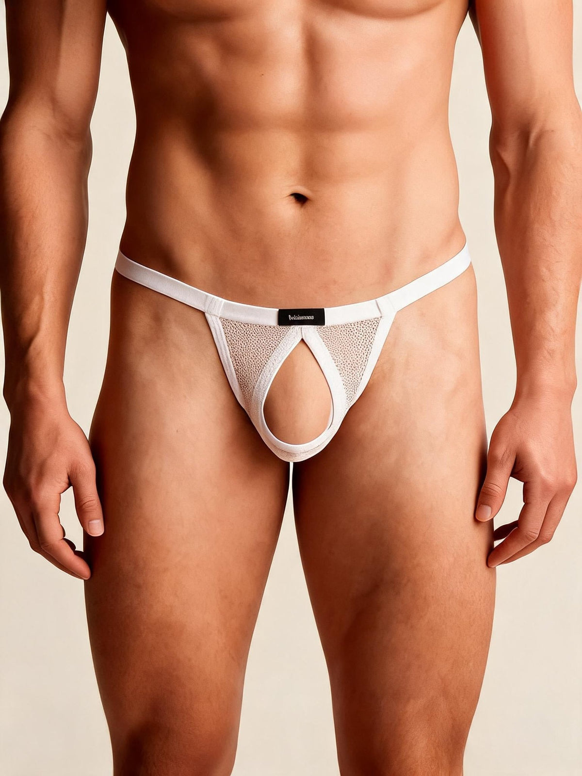 Mens open front strappy mesh cutout t-back, photo 2
