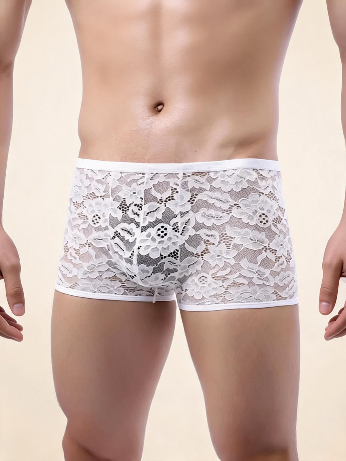 Mens sheer floral lace boxer briefs, photo 1