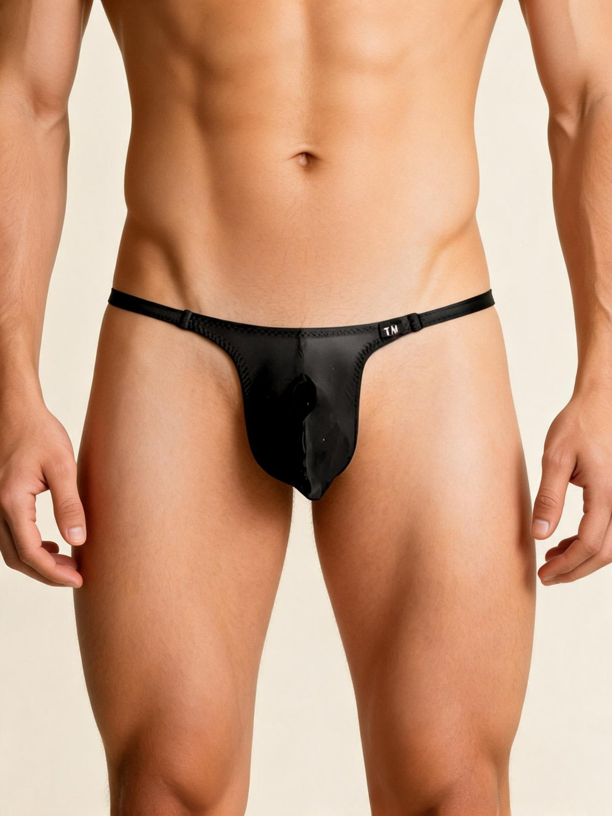 Black mens sheer low rise jockstrap pouch underwear