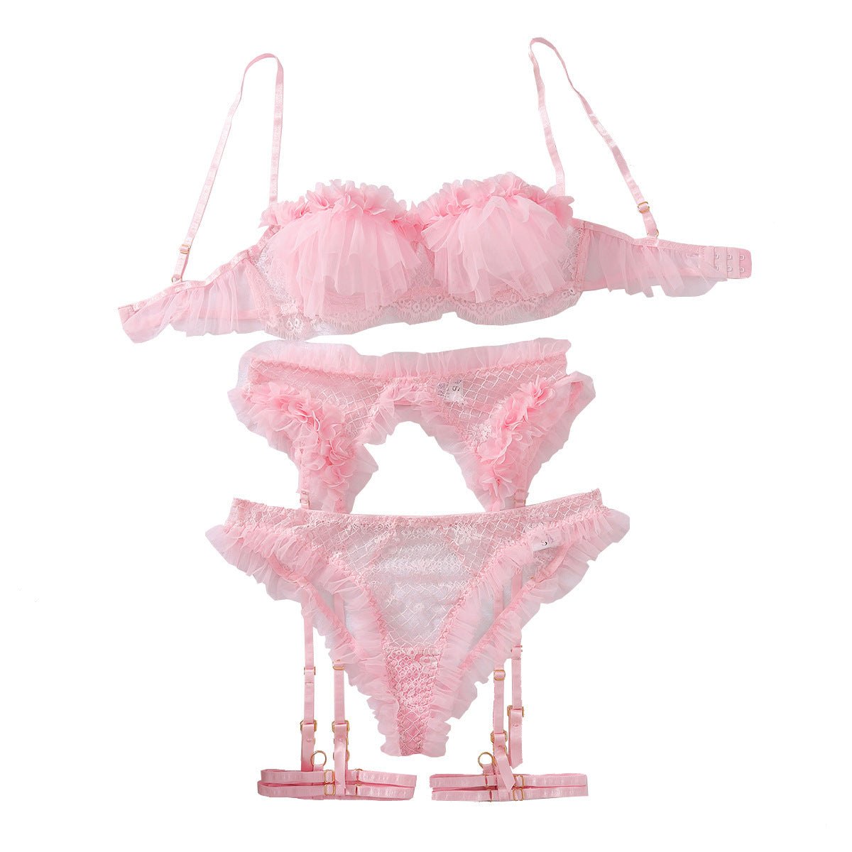 Mesh lace garter bra lingerie set, photo 4