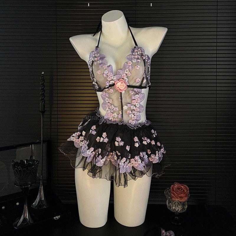 Mesh rose lace sling bodysuit lingerie, photo 6
