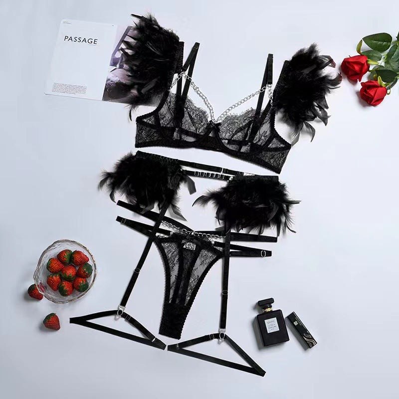 Metal chain feather lace garter set, photo 10