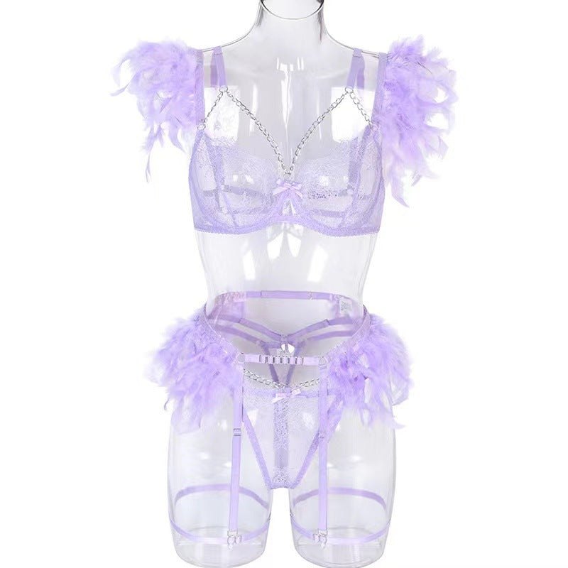 Metal chain feather lace garter set, photo 8