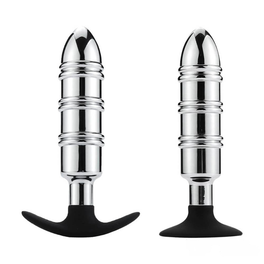 Silver metal dildo with silicone base, photo 1