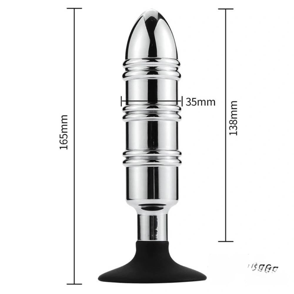 Silver metal dildo with silicone base, photo 2