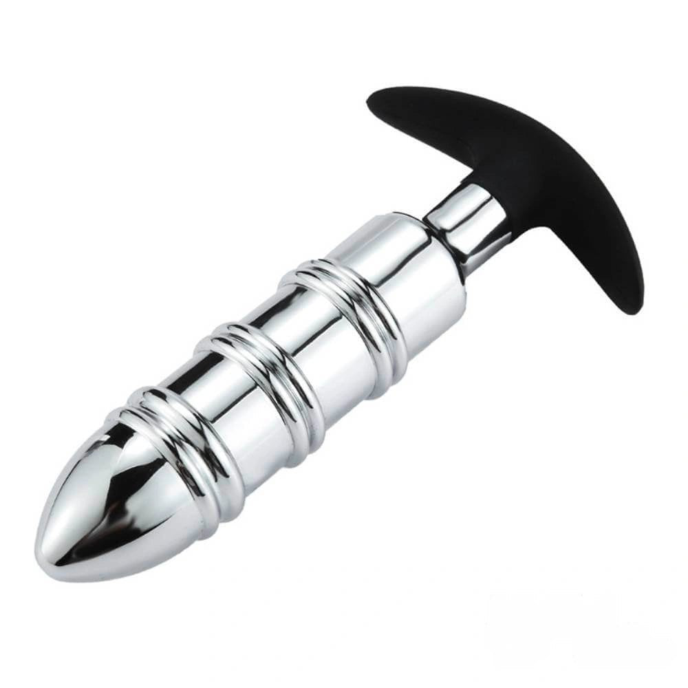 Silver metal dildo with silicone base, photo 3