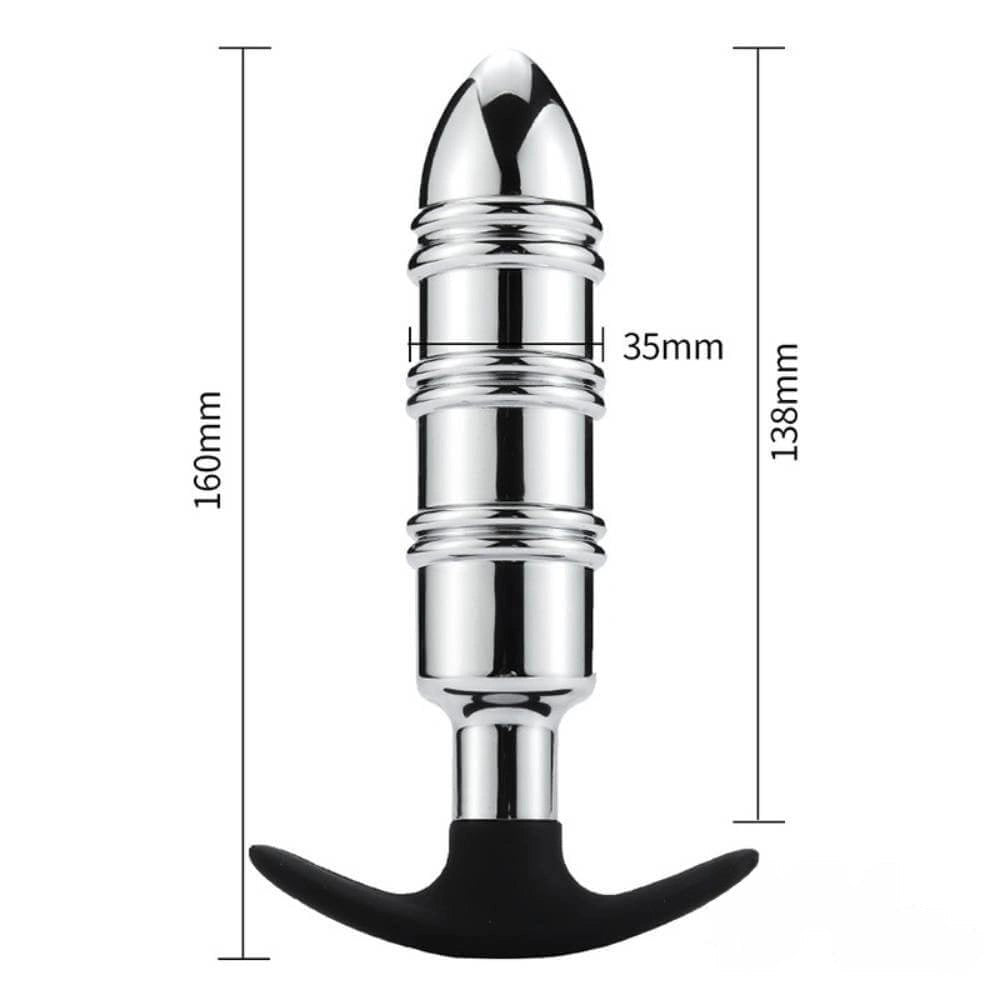 Silver metal dildo with silicone base, photo 4