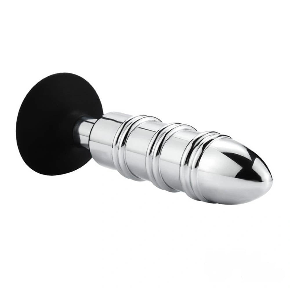 Silver metal dildo with silicone base, photo 5