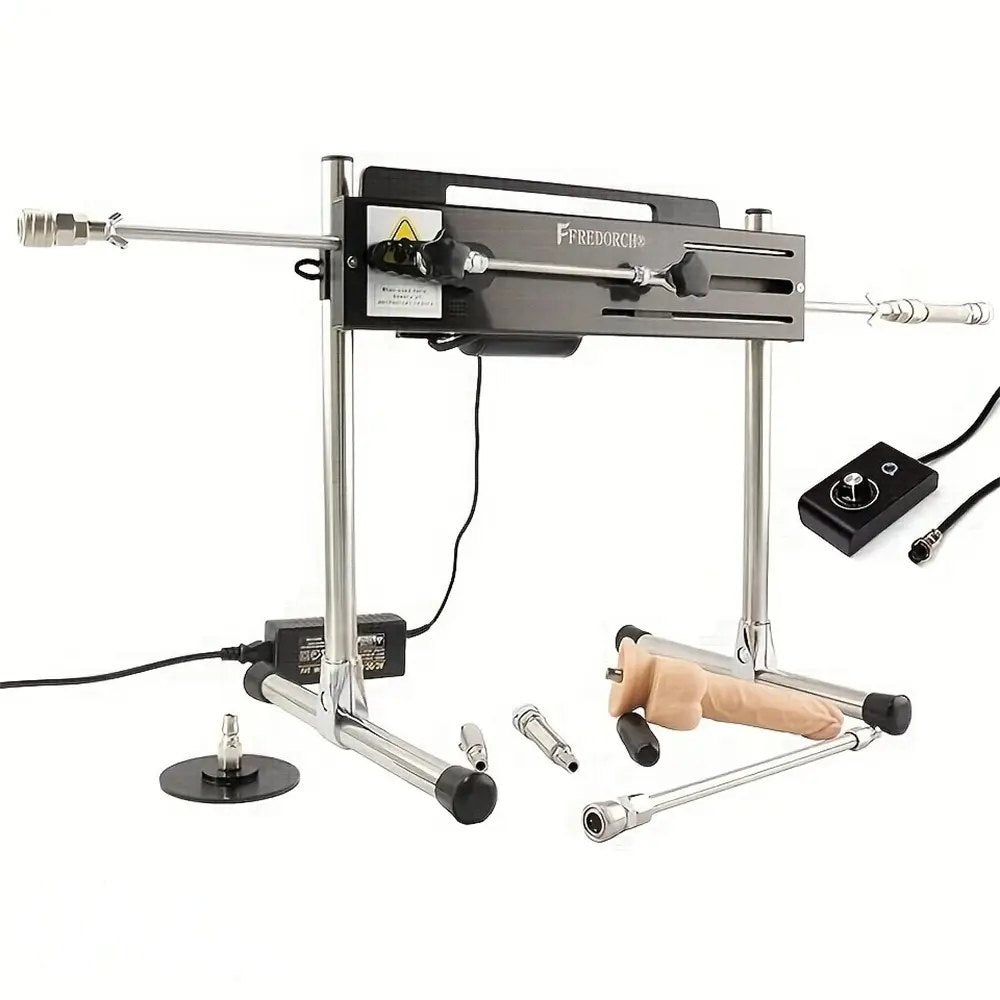 Metal frame thrusting sex machine with dildo attachment, photo 1