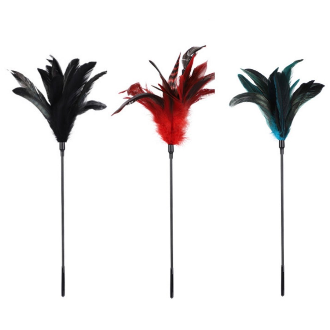 Black feather tickler with gold metal handle, photo 10