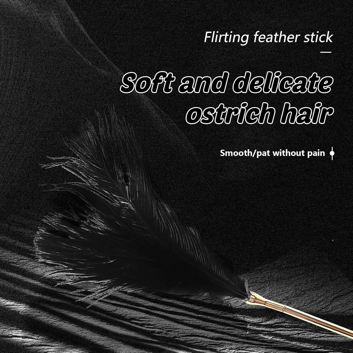 Black feather tickler with gold metal handle, photo 2