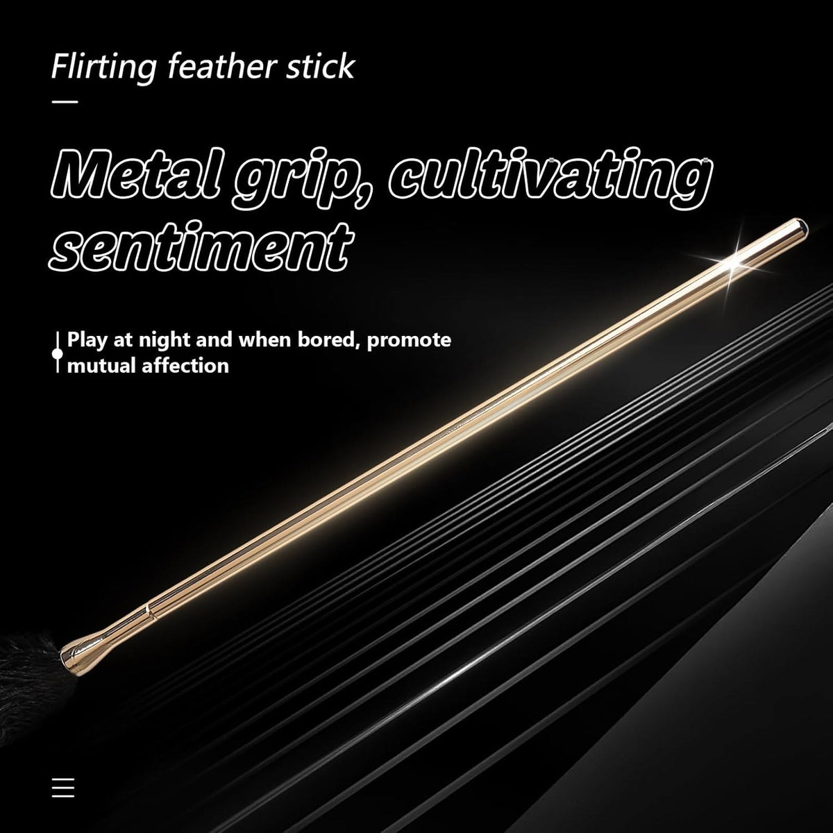 Black feather tickler with gold metal handle, photo 3