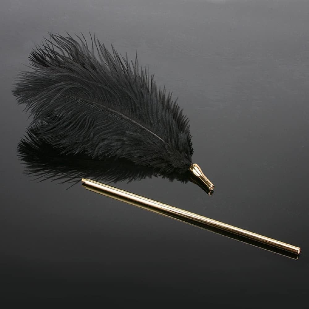 Black feather tickler with gold metal handle, photo 5
