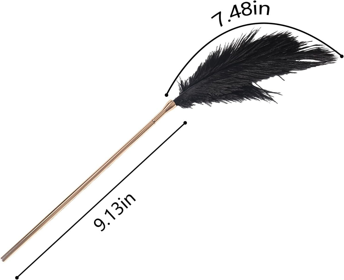 Black feather tickler with gold metal handle, photo 6