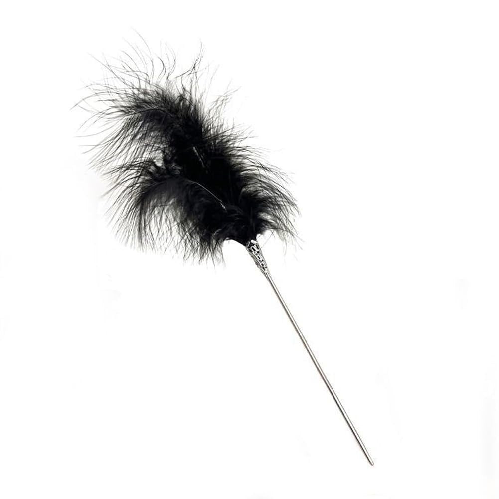 Black feather tickler with gold metal handle, photo 8
