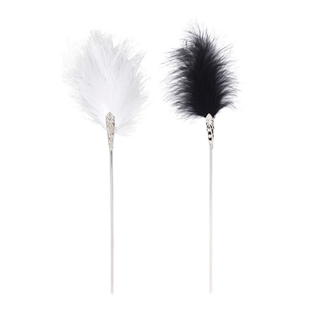 Black feather tickler with gold metal handle, photo 9