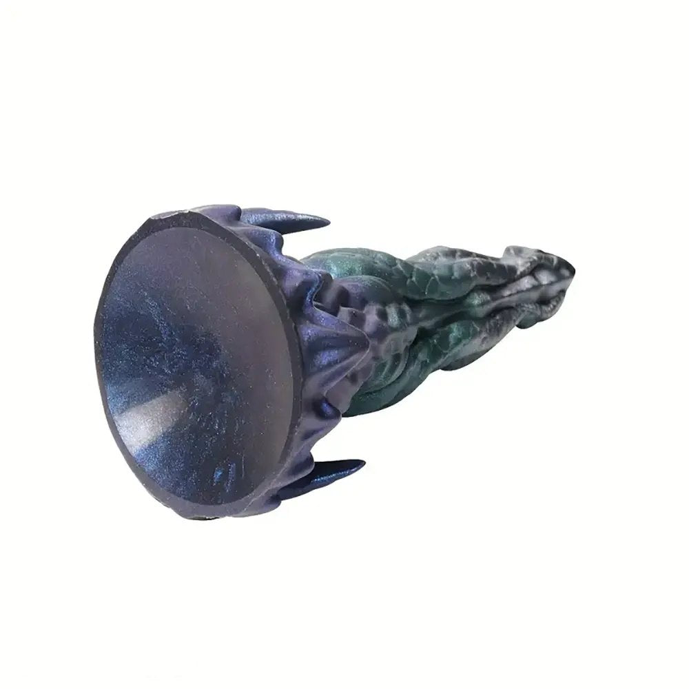 Black green and purple metallic silicone dragon dildo, photo 5