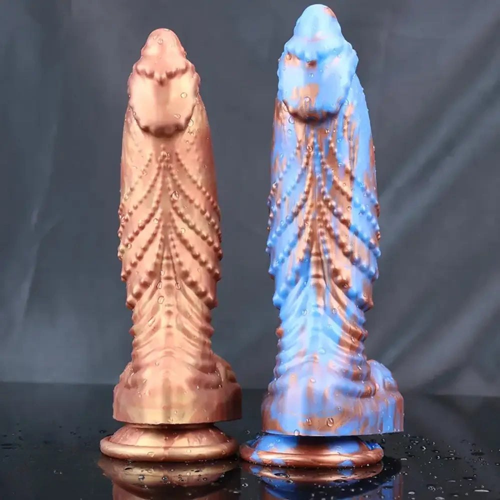 Metallic scaled fantasy silicone dildo, photo 1