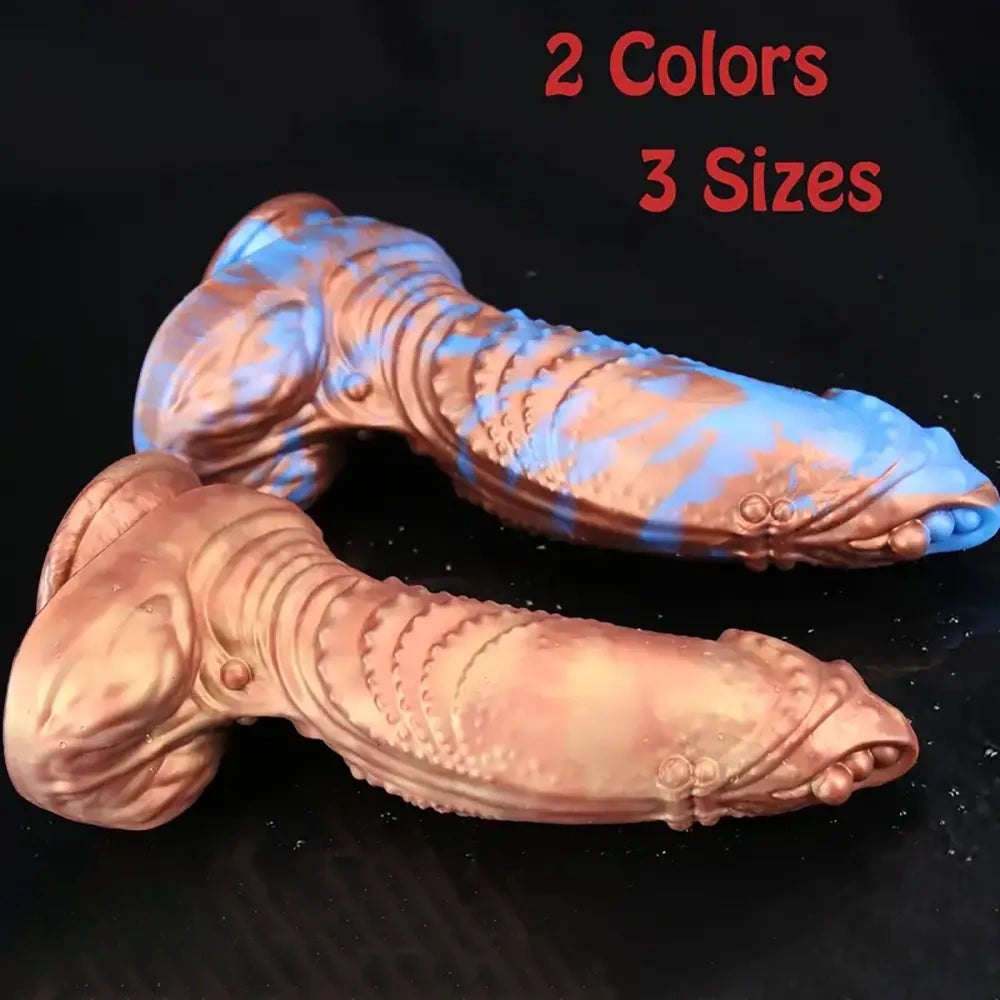 Metallic scaled fantasy silicone dildo, photo 2