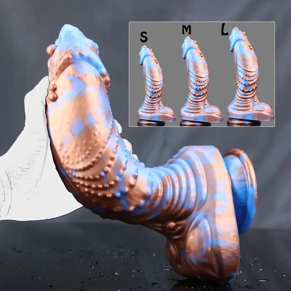 Metallic scaled fantasy silicone dildo, photo 6