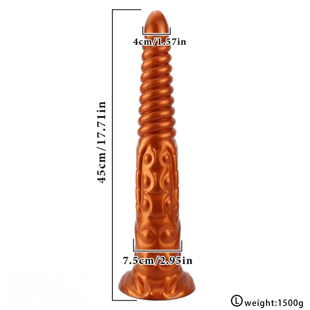 Gold metallic spiral silicone fantasy dildo