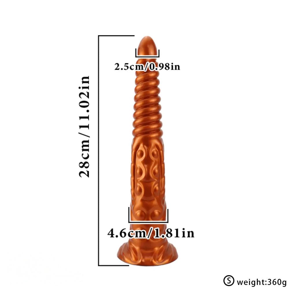 Gold metallic spiral silicone fantasy dildo