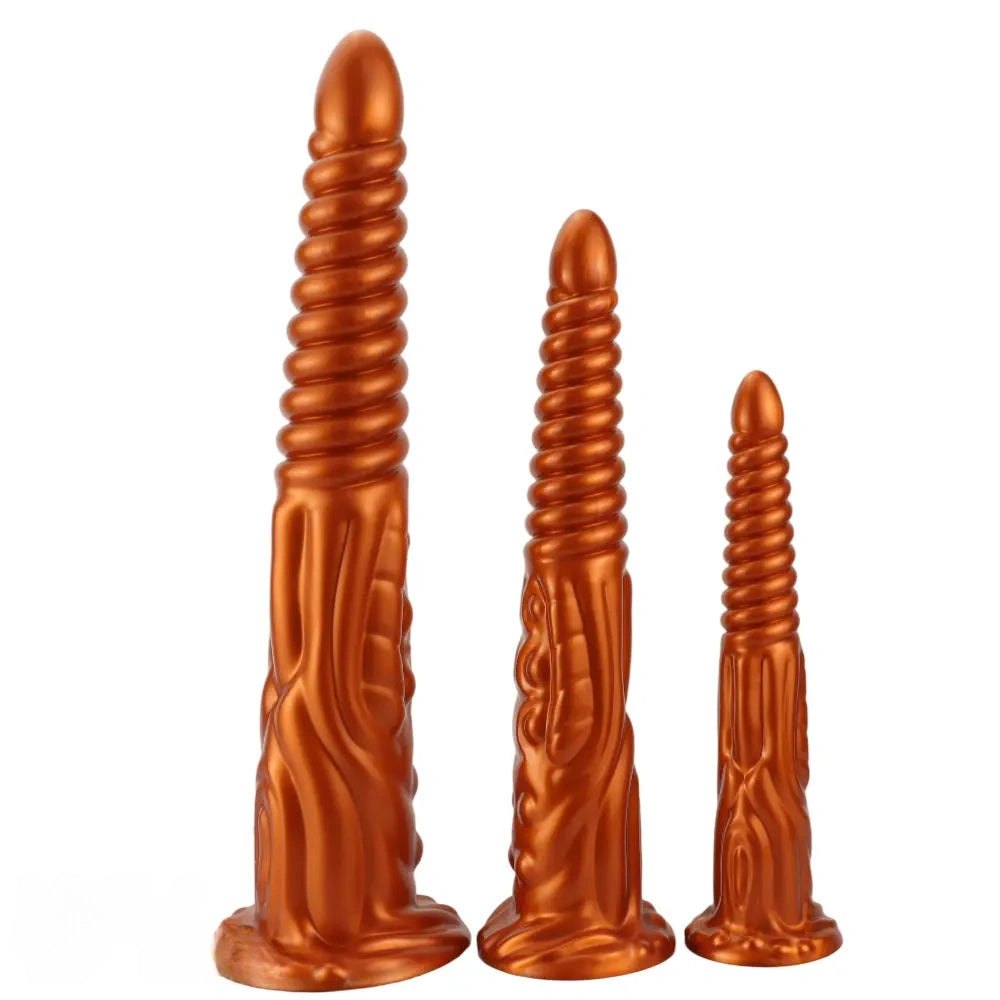 Metallic spiral silicone fantasy dildo, photo 1