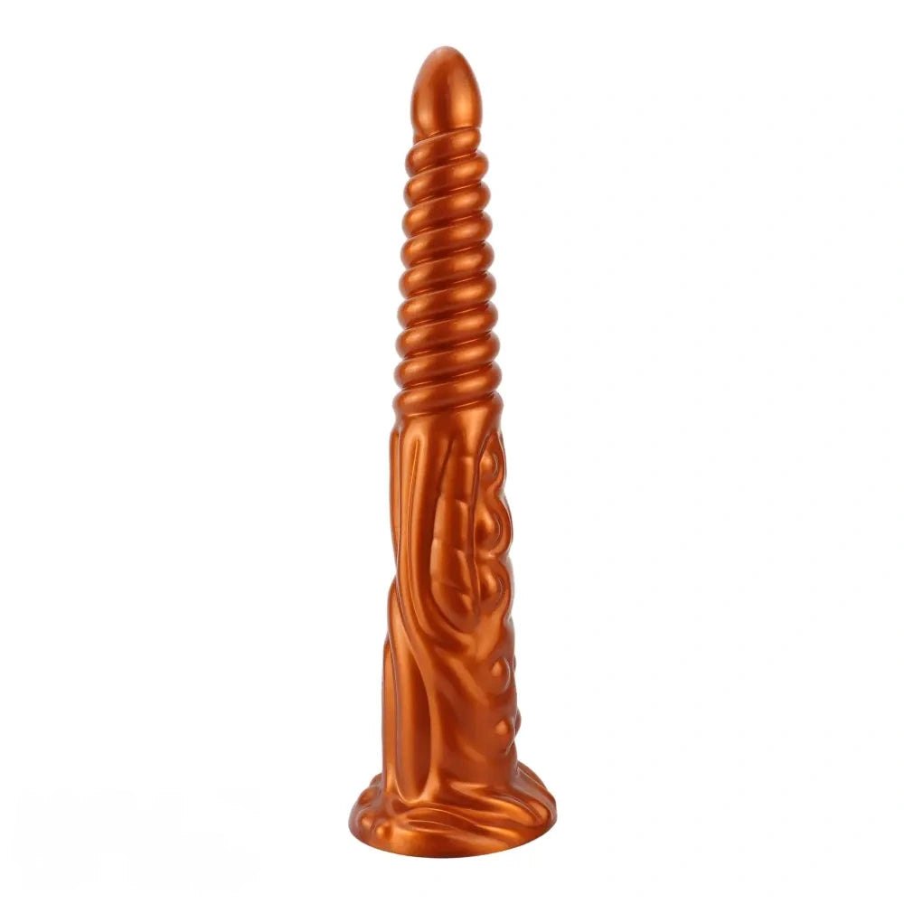 Metallic spiral silicone fantasy dildo, photo 12