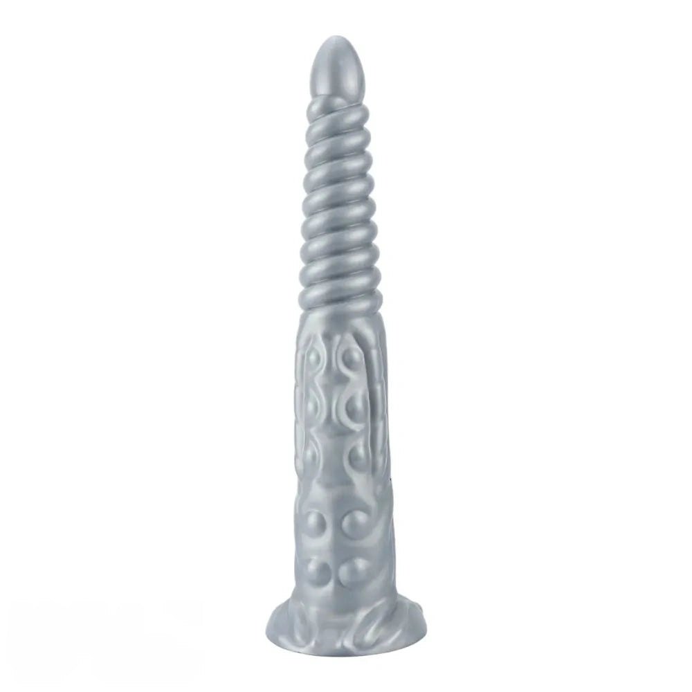 Metallic spiral silicone fantasy dildo, photo 15