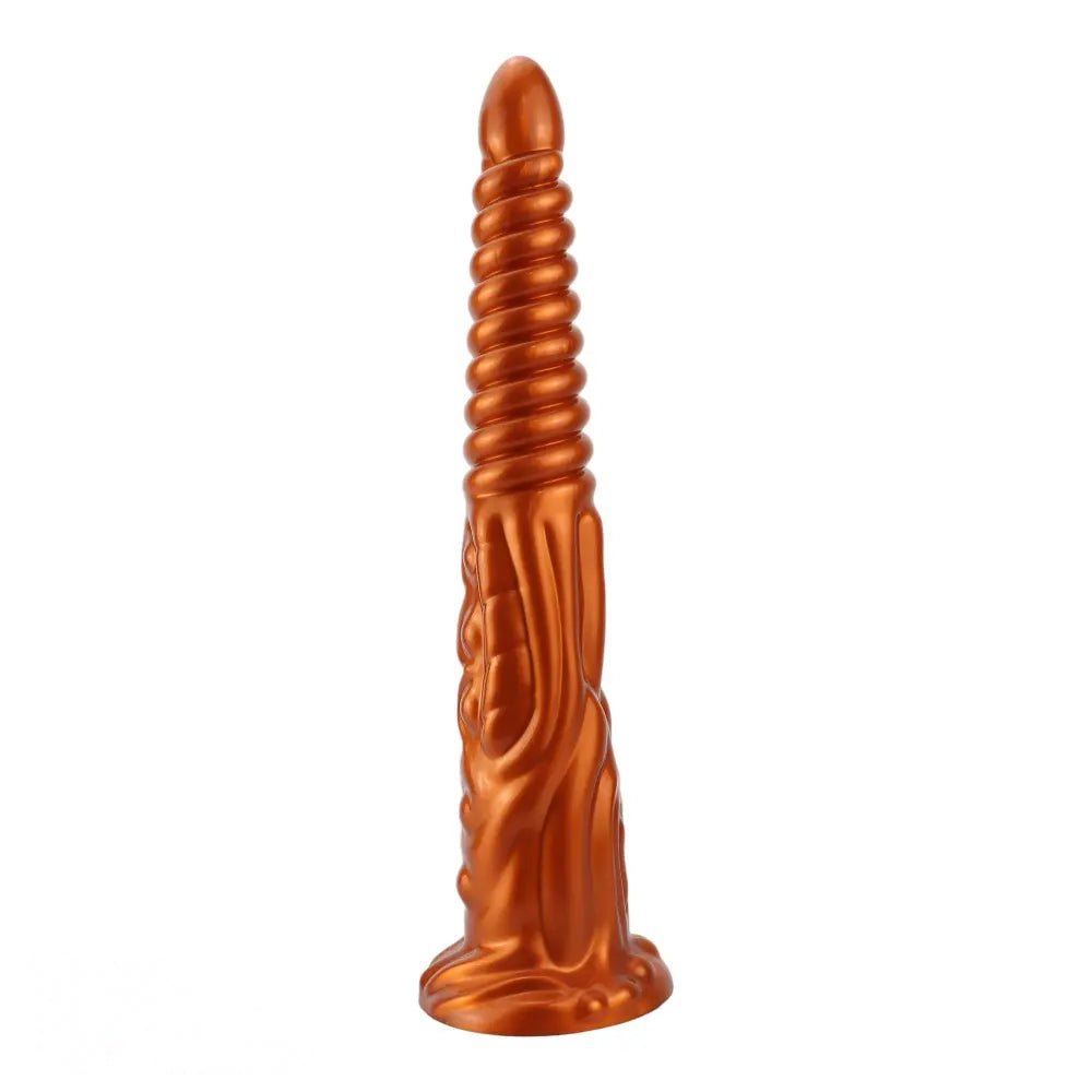 Metallic spiral silicone fantasy dildo, photo 4