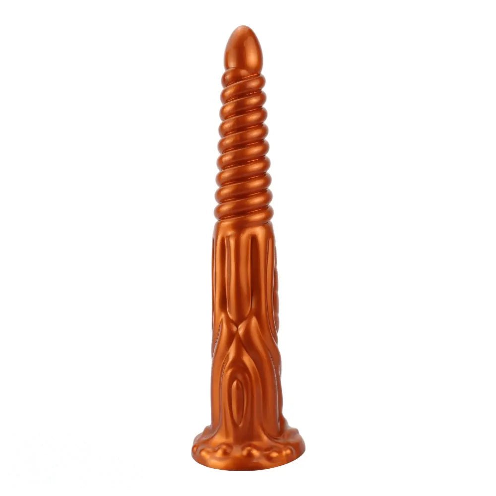 Metallic spiral silicone fantasy dildo, photo 5
