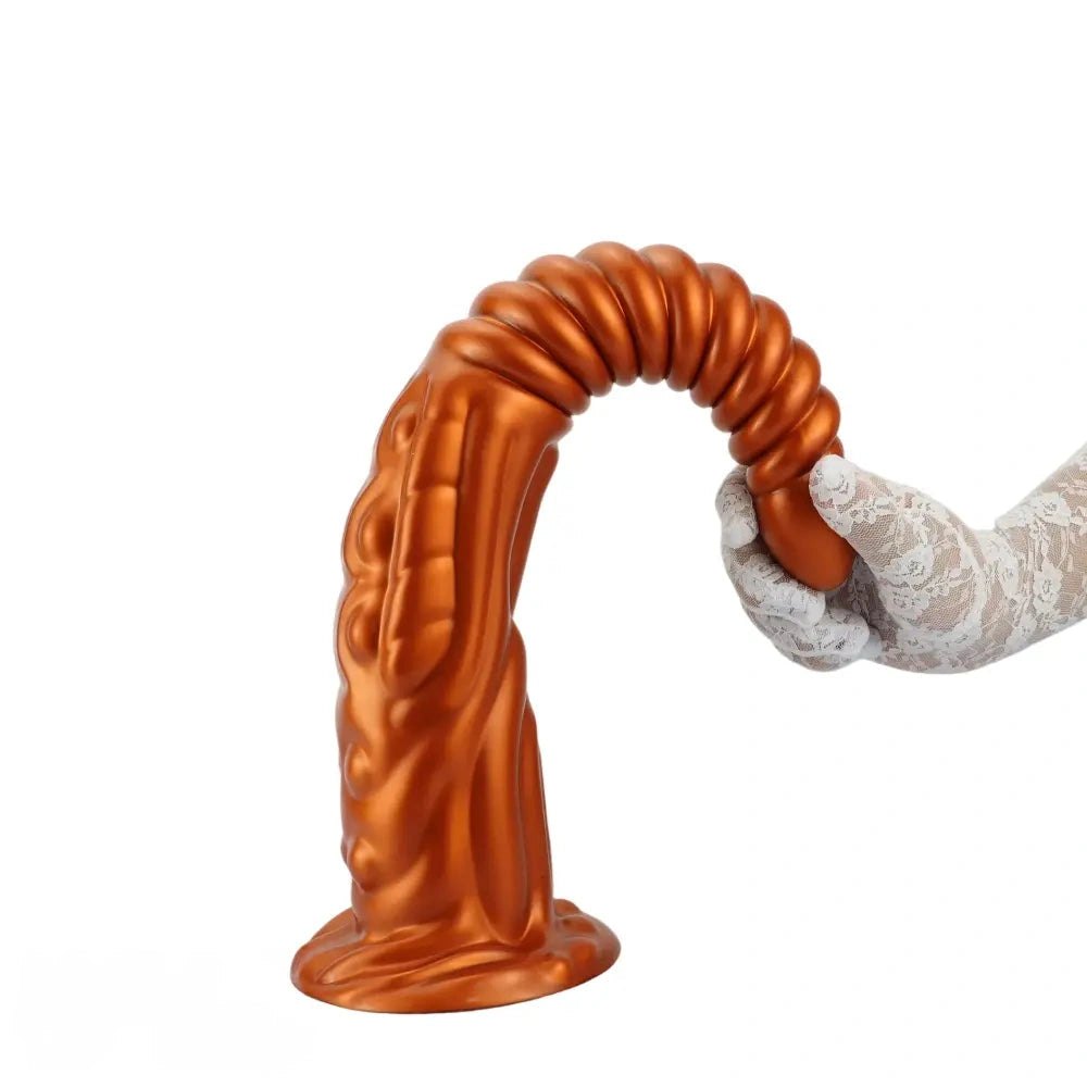 Metallic spiral silicone fantasy dildo, photo 8