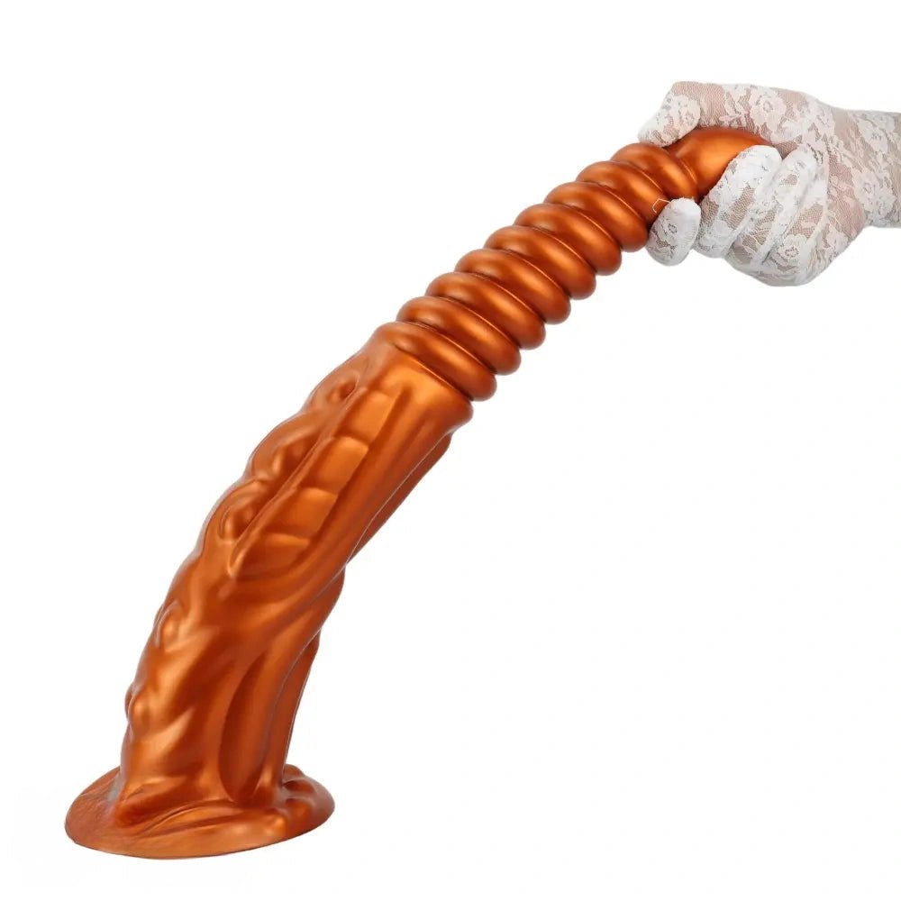 Metallic spiral silicone fantasy dildo, photo 9